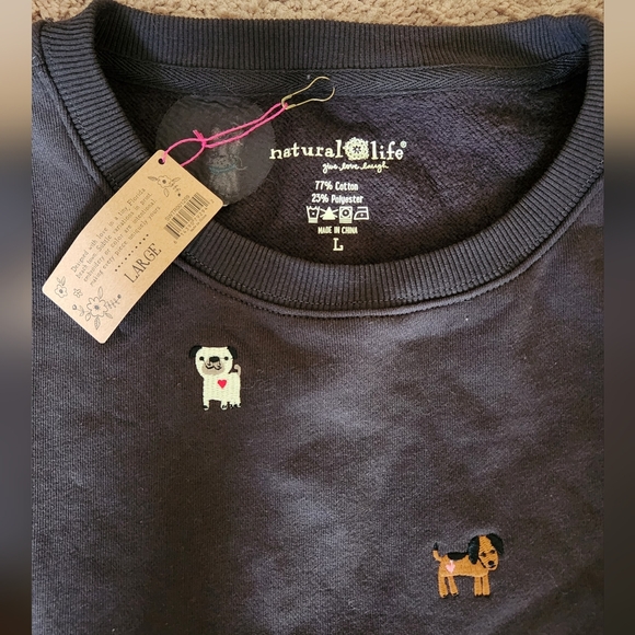 NWT NATURAL LIFE Black Dog Fave Little Things Embroidered Fleece Lounge SET L - Picture 6 of 6